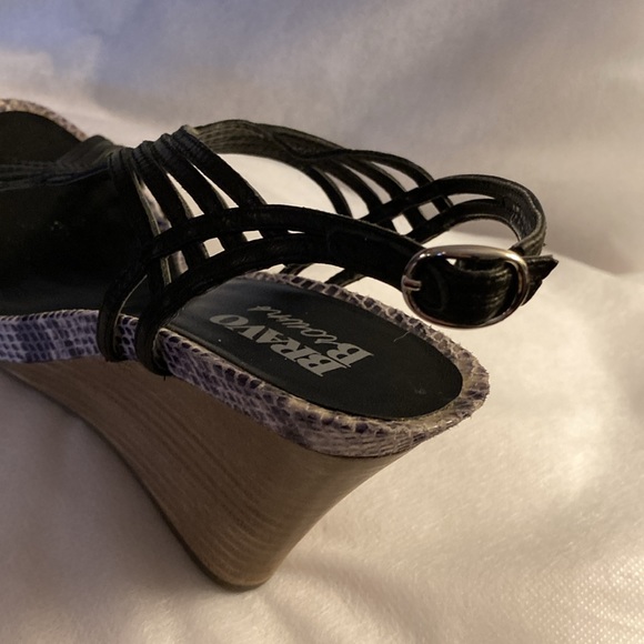 Bravo Browns Shoes - Wedge Heel Top Strap Sandals - Sz 7B - Picture 14 of 16